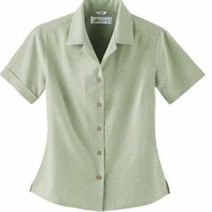 Ladies Silk Jacquard Shirt in Fern Green-Medium